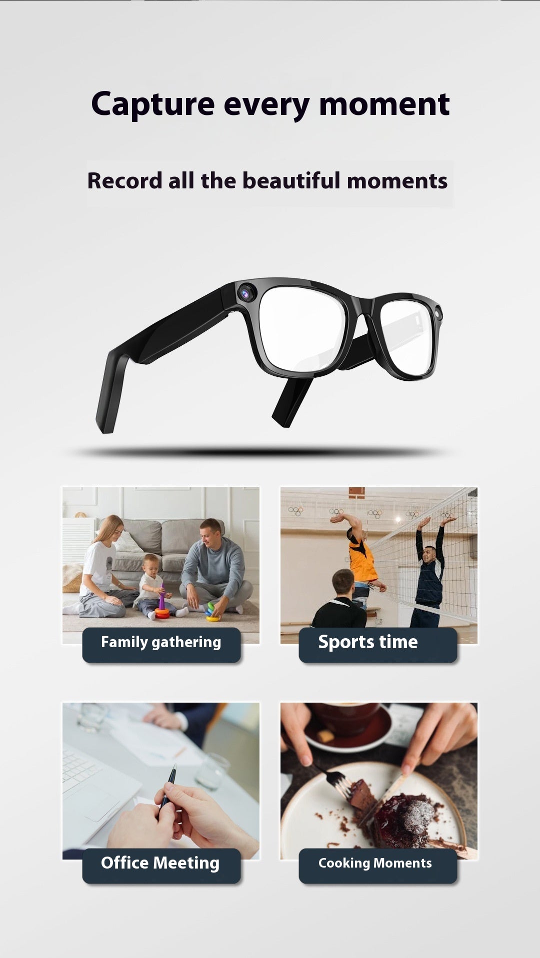 AI Camera Smart Glasses – Wearable Tech for Hands-Free Photos & Video