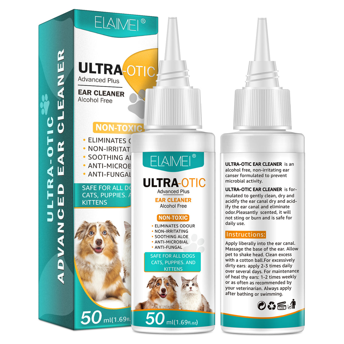 Pet Ear Cleaner 50ml – Gentle Ear Wash for Dogs & Cats
