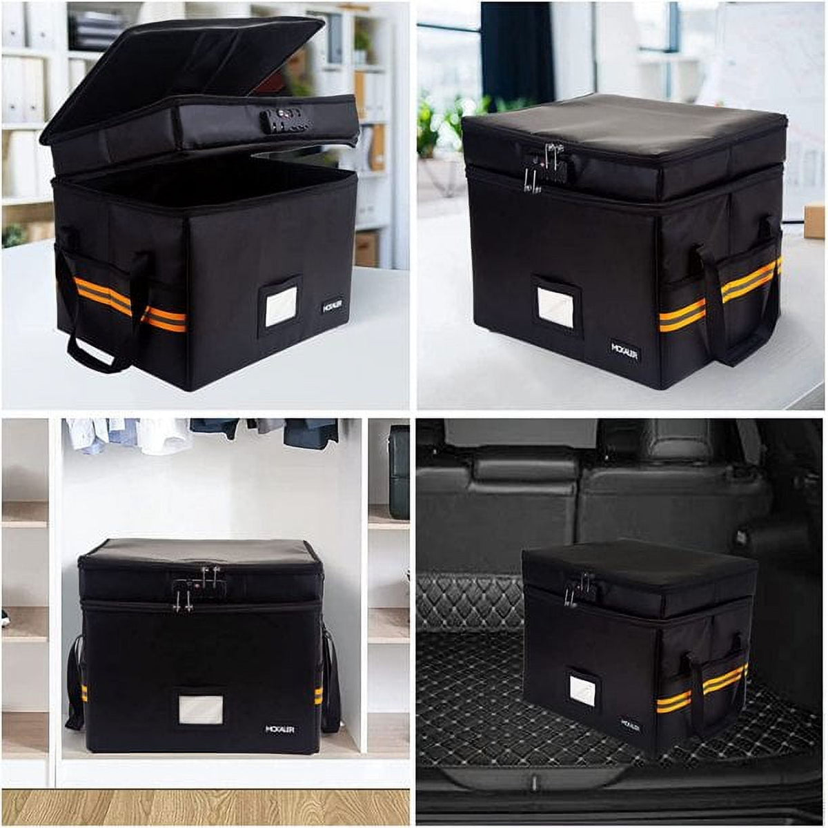Fireproof Document Organizer with Lock – 2-Layer Portable File Storage Box