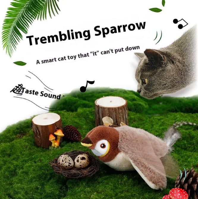 Flapping Bird Cat Toy – Interactive Moving Feather Toy for Cats