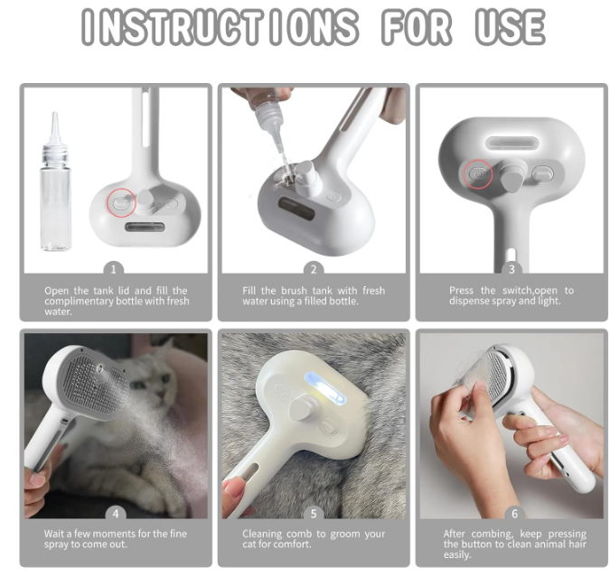 Pet Hair Spray Brush – Moisturizing Grooming Brush for Dogs & Cats