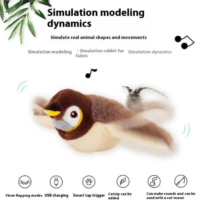 Flapping Bird Cat Toy – Interactive Moving Feather Toy for Cats