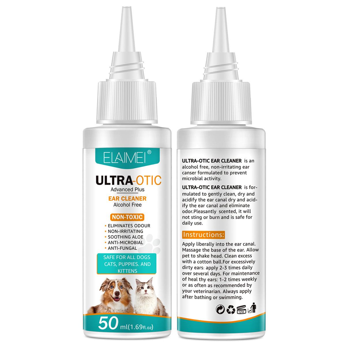 Pet Ear Cleaner 50ml – Gentle Ear Wash for Dogs & Cats