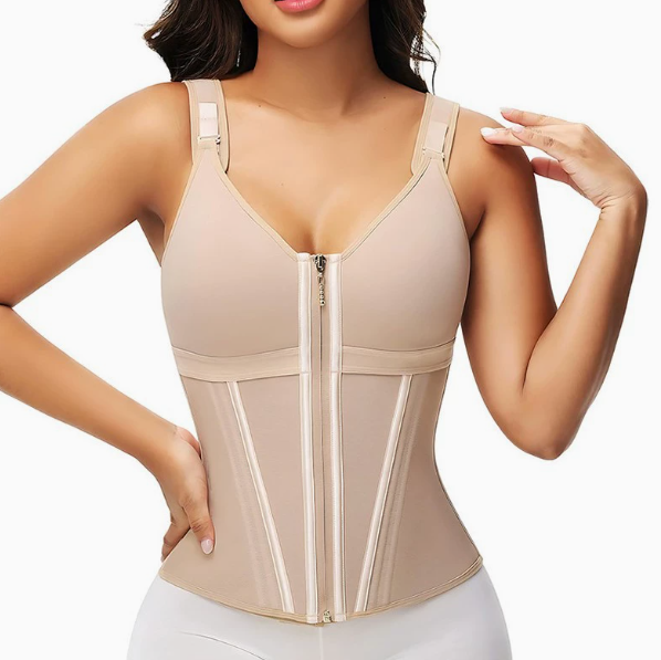 Mesh Waist Slimming Shapewear Corset – Triple-Hook Tummy Control