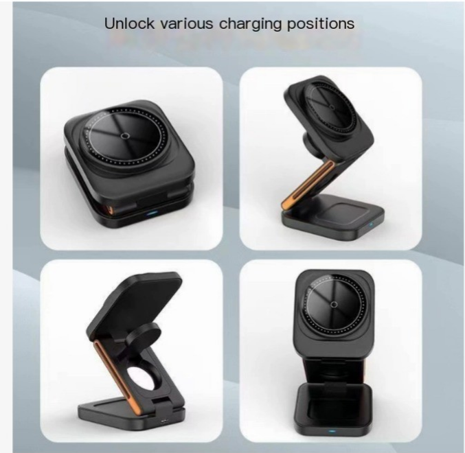 3-in-1 Folding Wireless Charger – Charge Phone, Watch & Earbuds Together