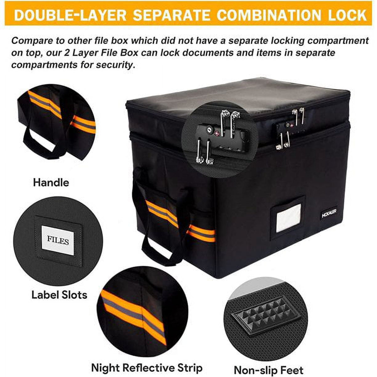 Fireproof Document Organizer with Lock – 2-Layer Portable File Storage Box