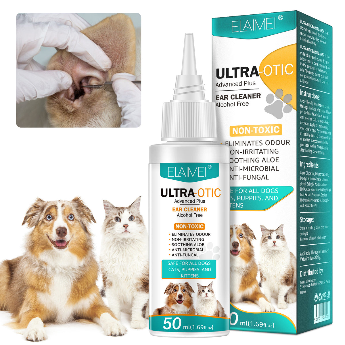 Pet Ear Cleaner 50ml – Gentle Ear Wash for Dogs & Cats